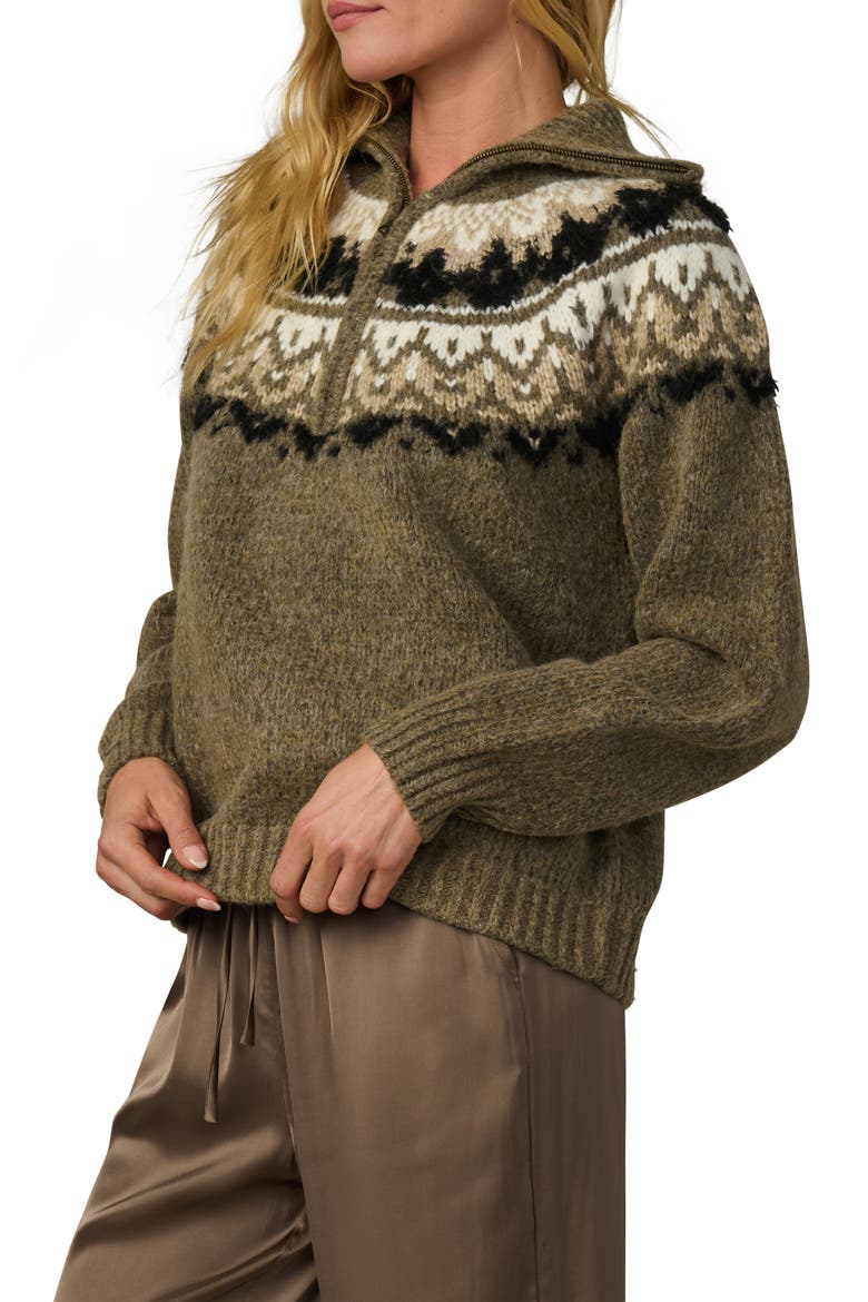 The Wells Fair Isle Wool Blend Half Zip Sweater, Alternate, color, OLIVE MULTI FAIR I