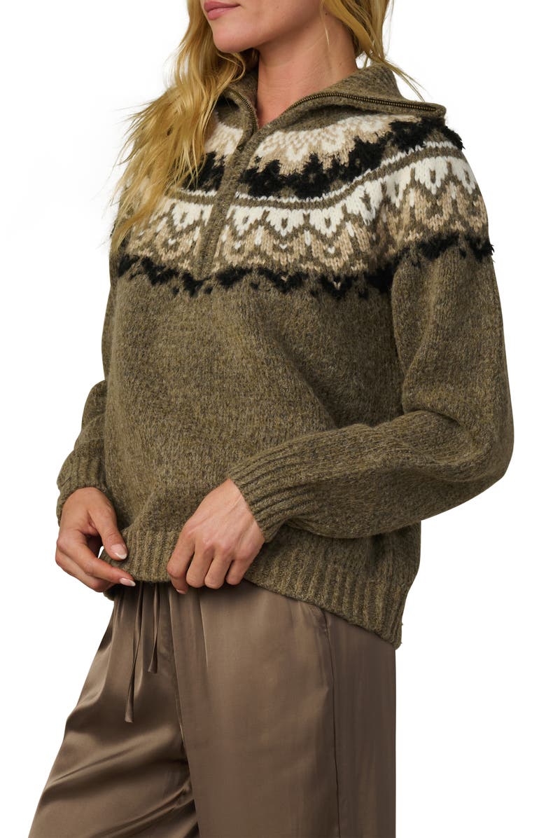 Joe's Jeans The Wells Fair Isle Wool Blend Half Zip Sweater, Alternate, color, Olive Multi Fair I