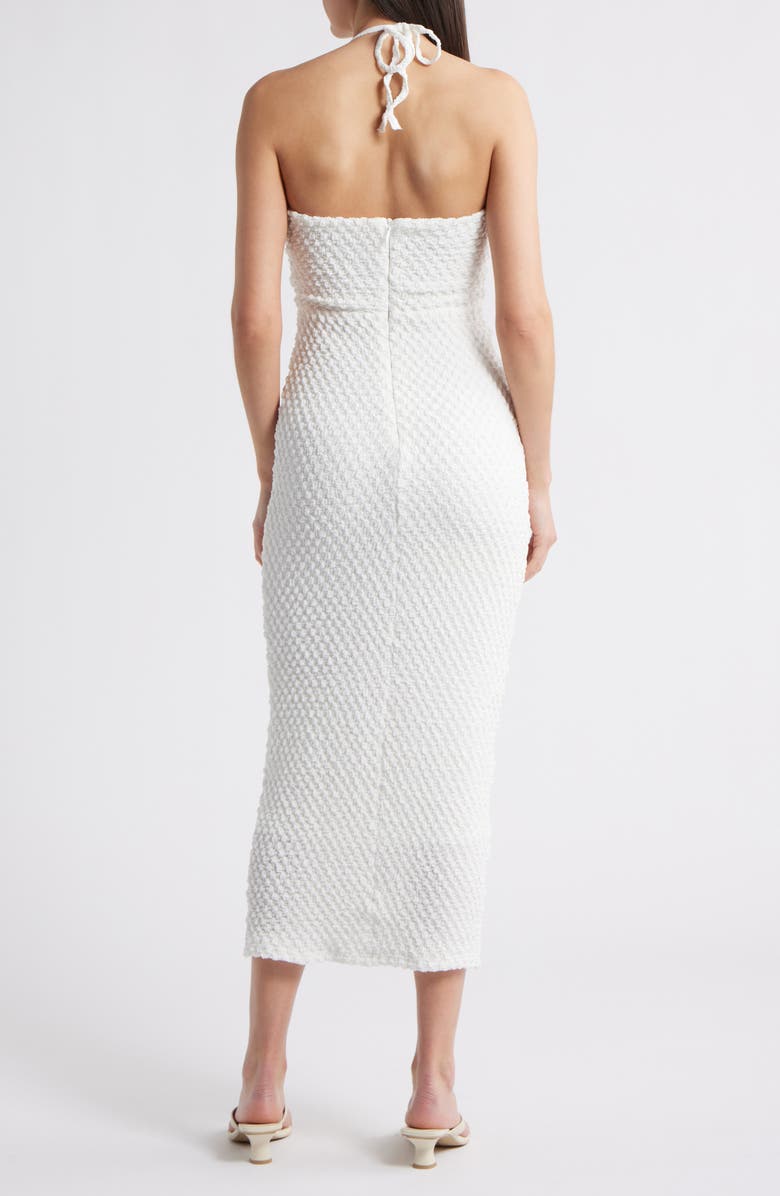 Rare London Textured Cutout Midi Dress, Alternate, color, White