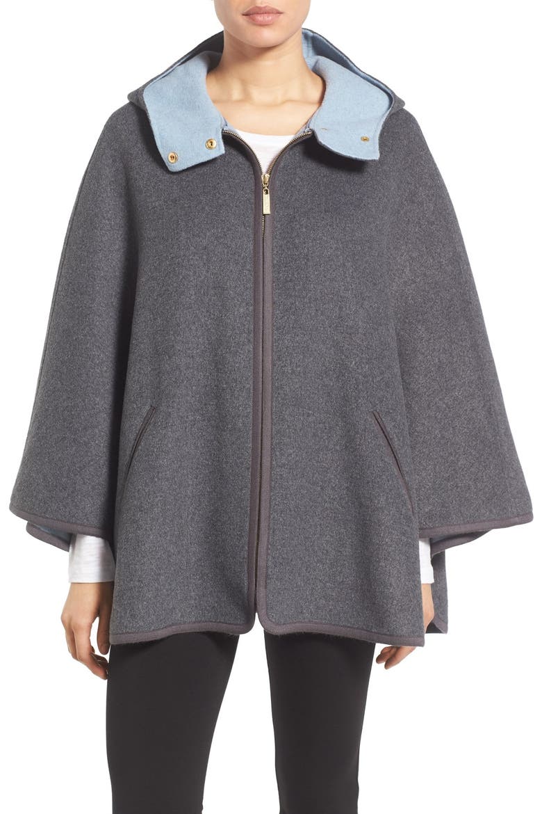 Double Face Cape Coat, Main, color, SMOKE