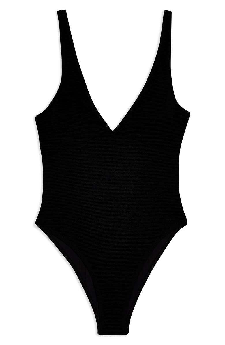 Topshop Crinkle Plunge Swimsuit, Alternate, color,