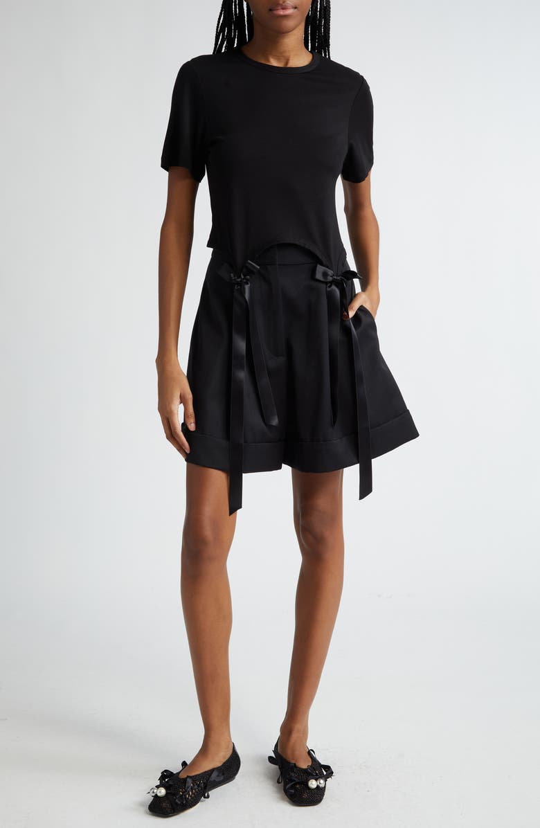 Simone Rocha Easy Bow Tails Cotton T-Shirt, Main, color, Black