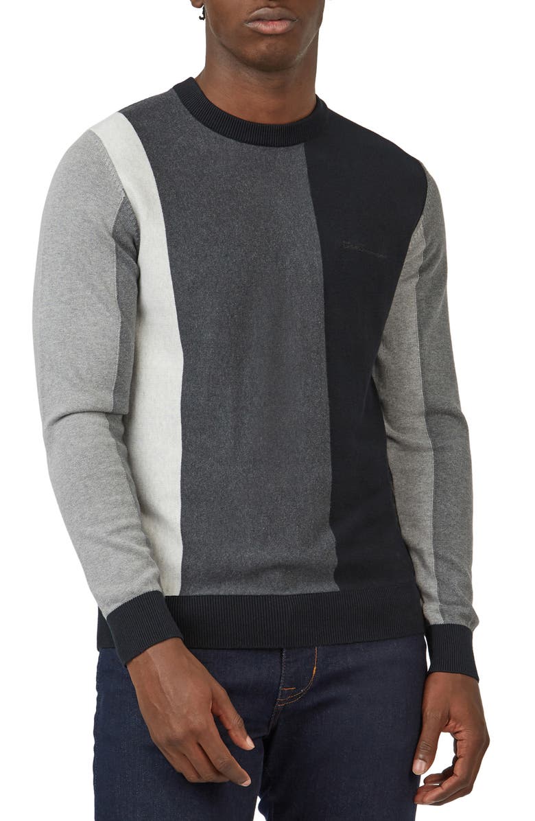 Ben Sherman Vertical Colorblock Crewneck Sweater, Main, color,