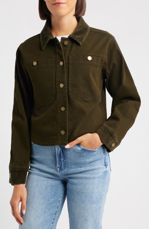 Wit & Wisdom Corduroy Collar Denim Jacket In Green