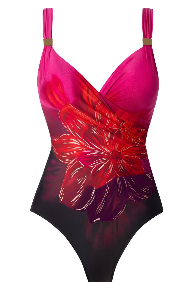 Petali Rosa Siren Print One-Piece Swimsuit, Alternate, color, BLACK/MULTI