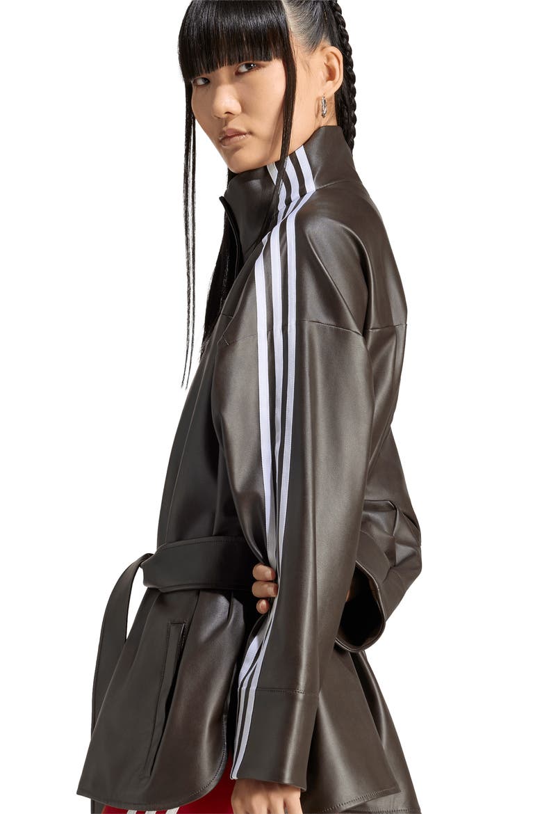 Faux Leather Belted Jacket, Alternate, color, AURORACOFEE