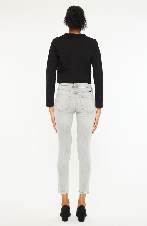 Kancan Kiara Mid Rise Ankle Skinny Jeans In Gray