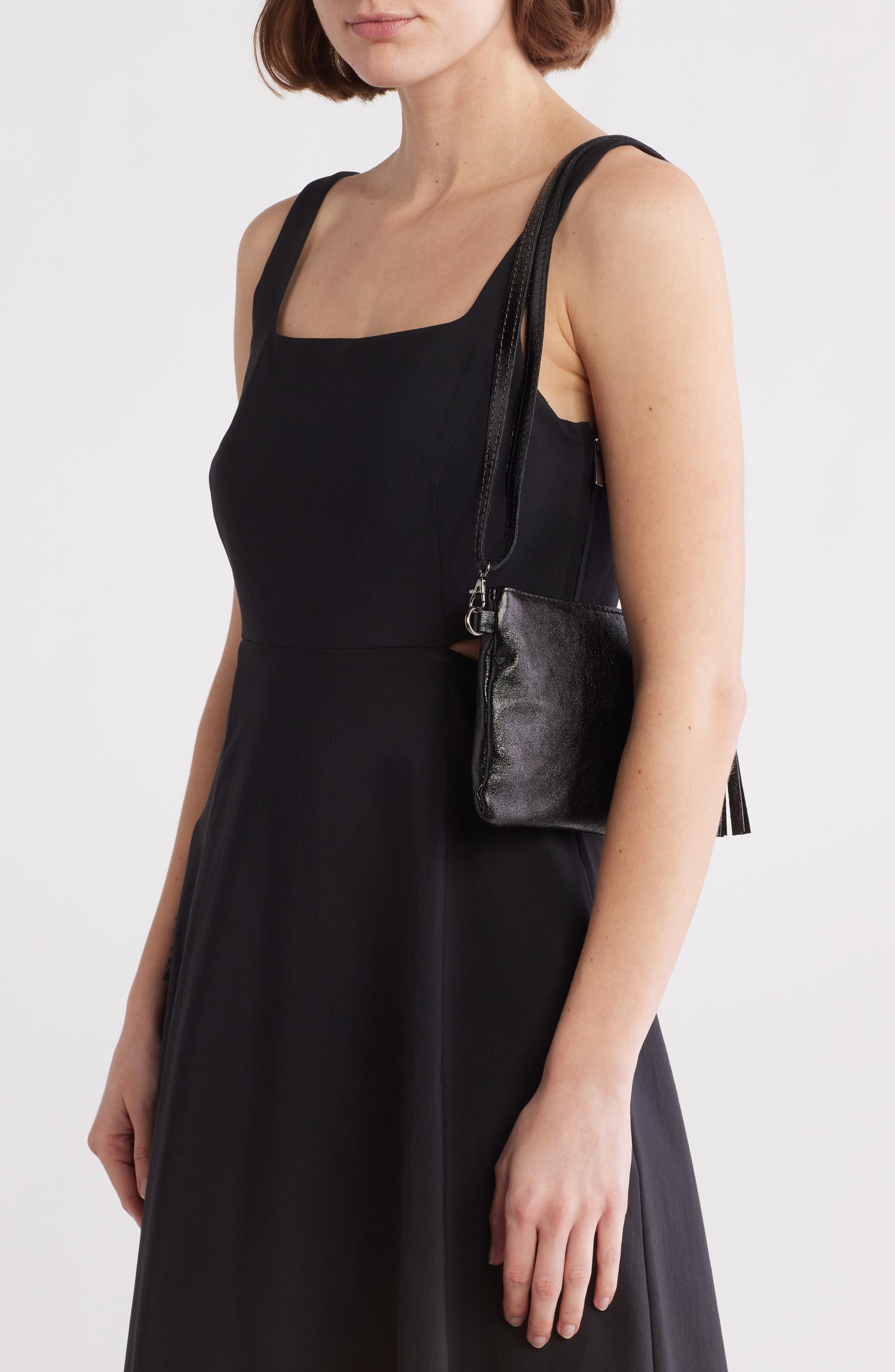 Persaman New York Metallic Clutch, Alternate, color, Black