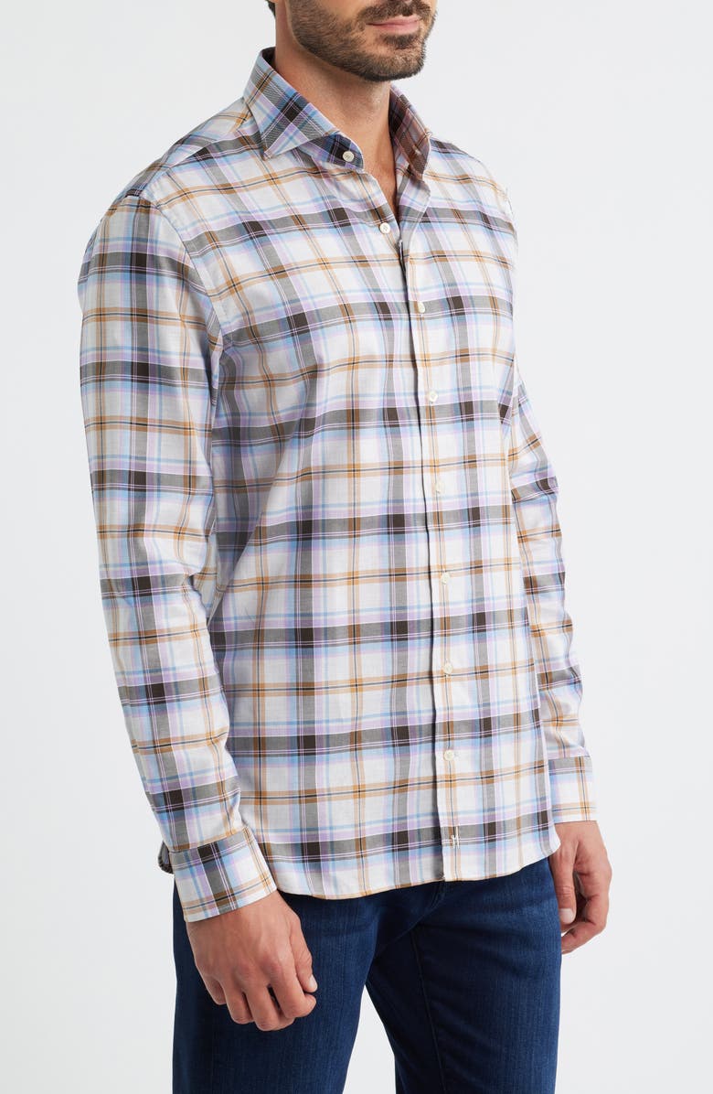 johnnie-O Riling Plaid Top Shelf Cotton Twill Button-Up Shirt, Alternate, color, Light Gray