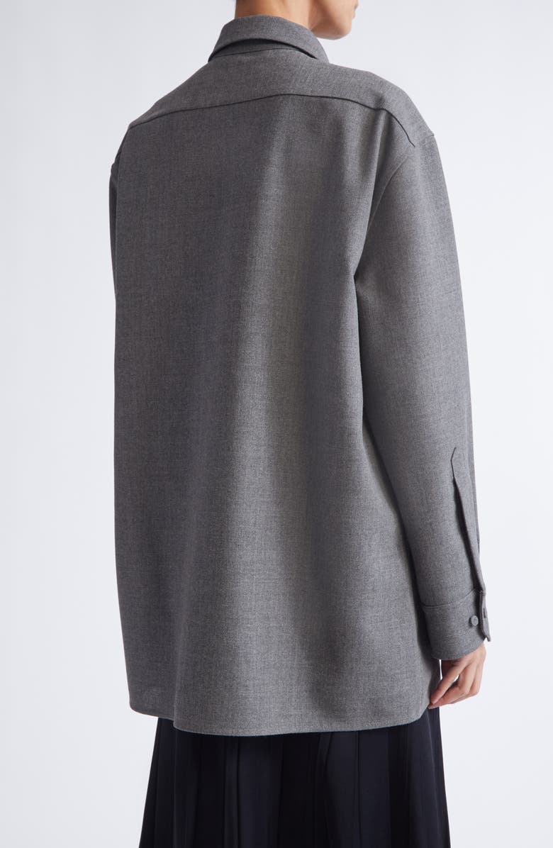 Jil Sander Relaxed Fit Utility Wool Canvas Button-Up Shirt, Alternate, color, Volcanic Glass