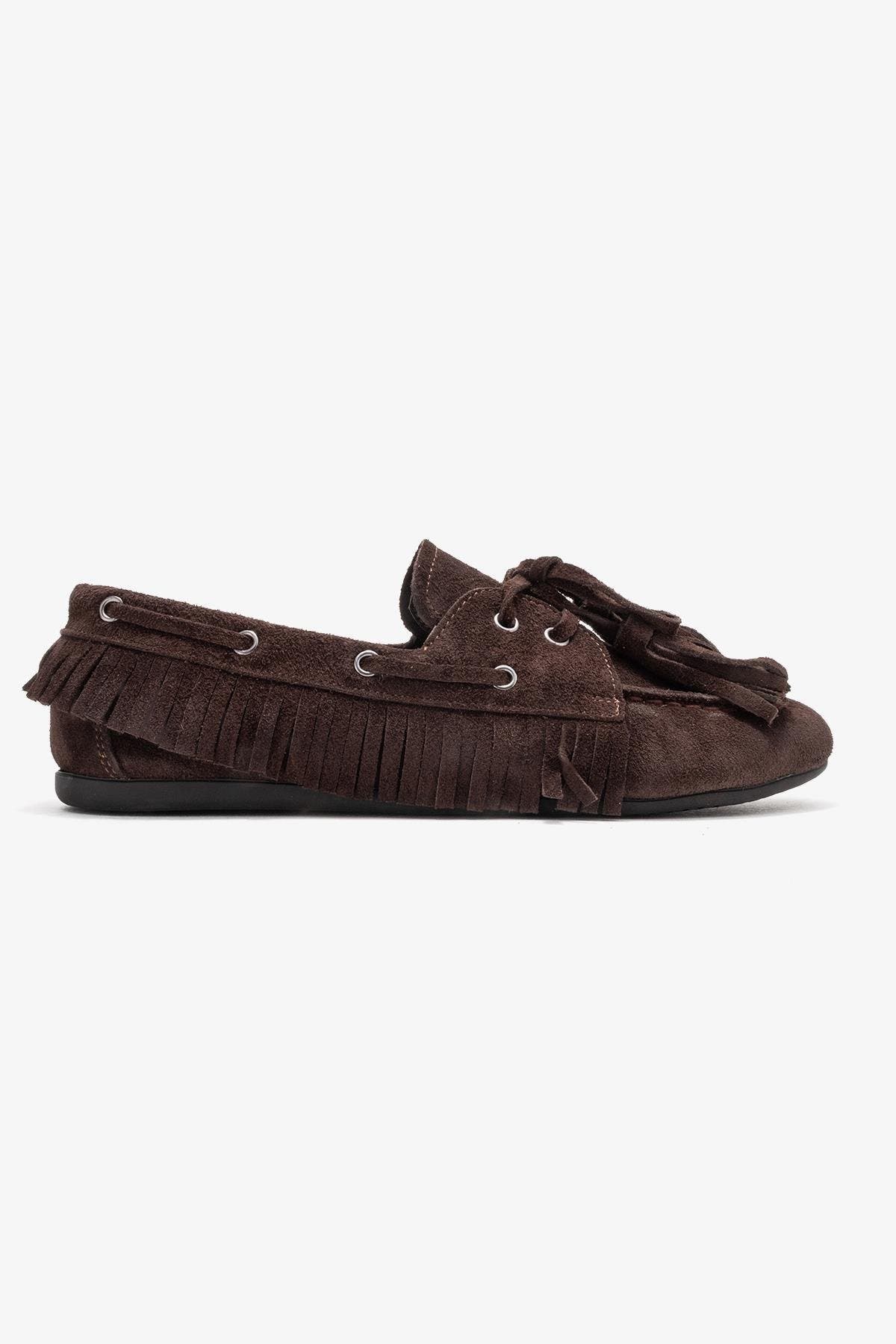 Forever & Always Shoes Fenora Leather Tassel Loafer, Alternate, color, Brown Suede Leather