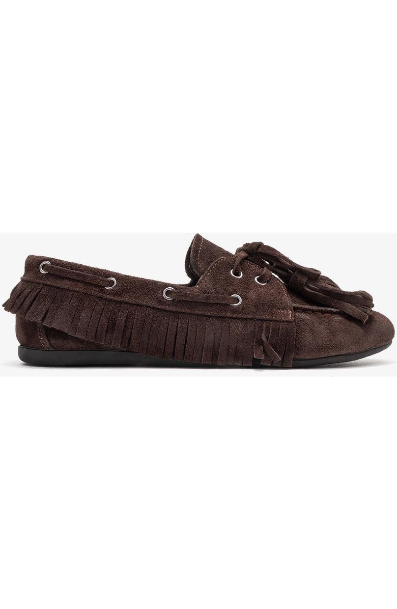 Forever & Always Shoes Fenora Leather Tassel Loafer, Alternate, color, Brown Suede Leather