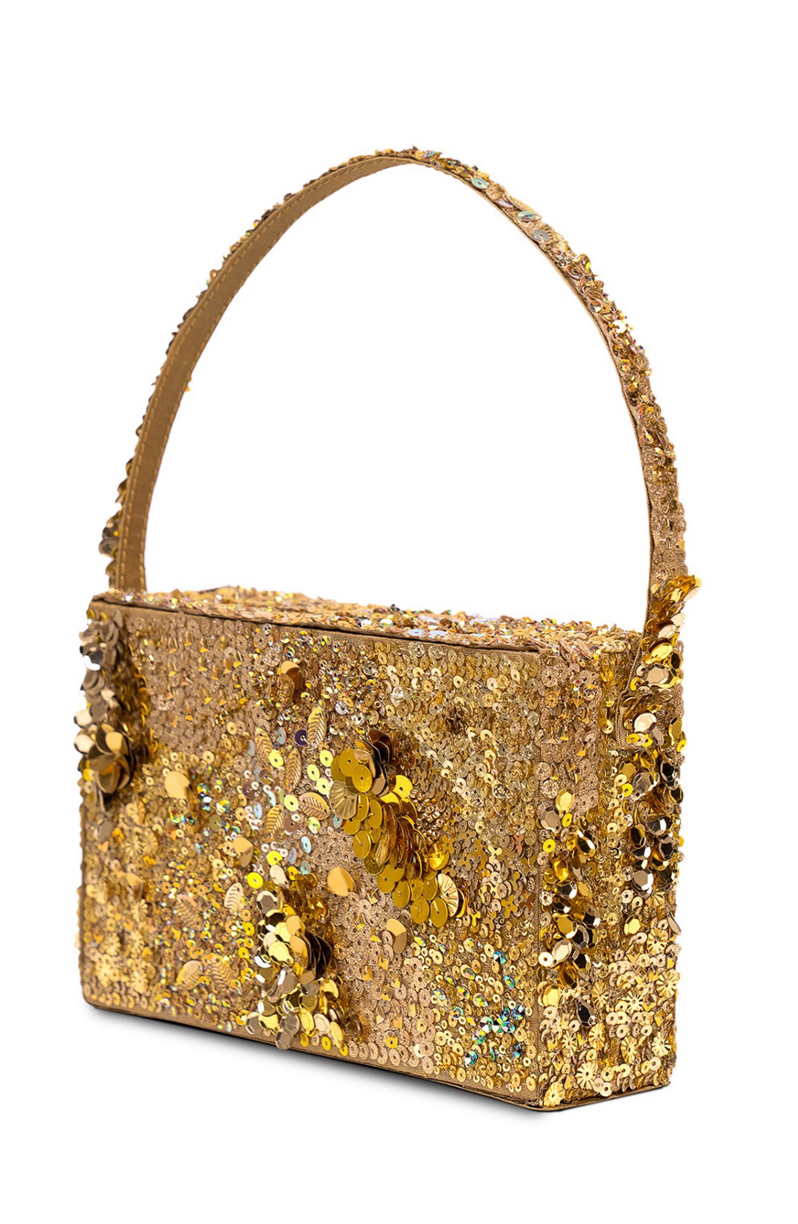 Sequin Box Clutch, Alternate, color, Golden Ember