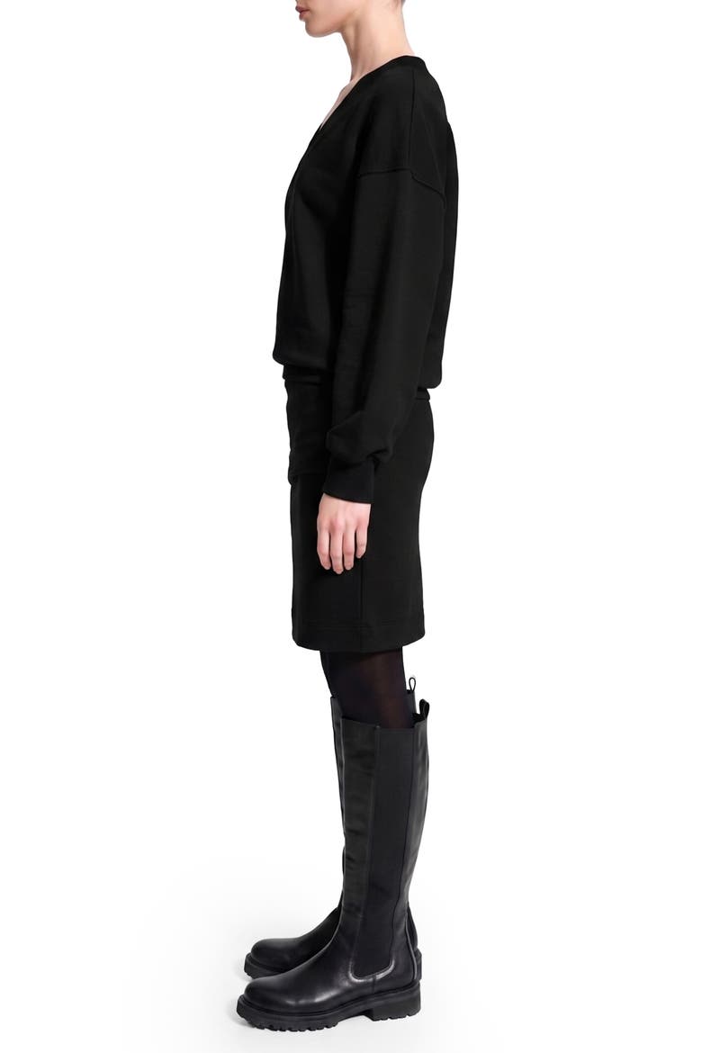 Mira V-Neck Sweatshirt Dress, Alternate, color, BLACK