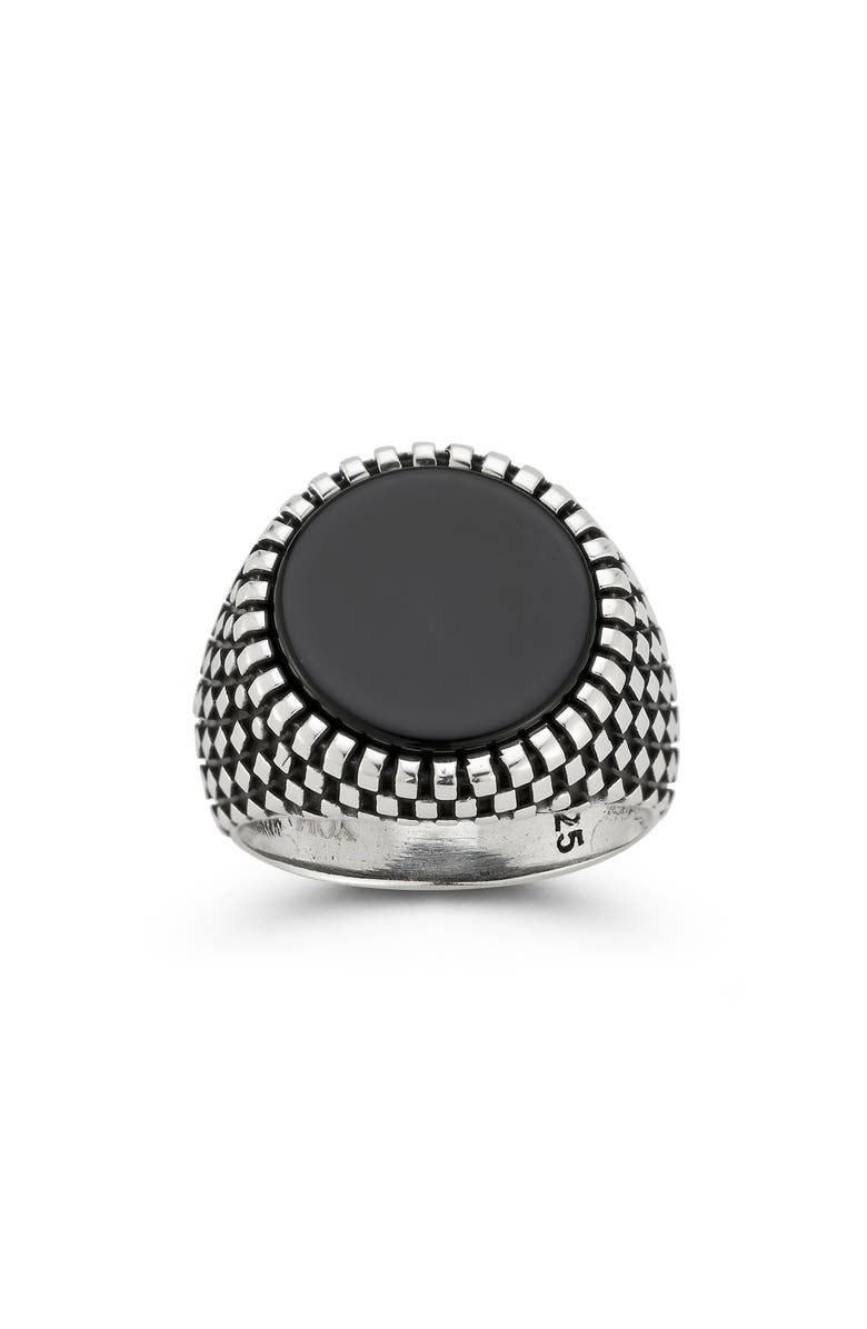 Yield of Men Sterling Silver Oxidized Black Onyx Signet Ring, Alternate, color, Silver