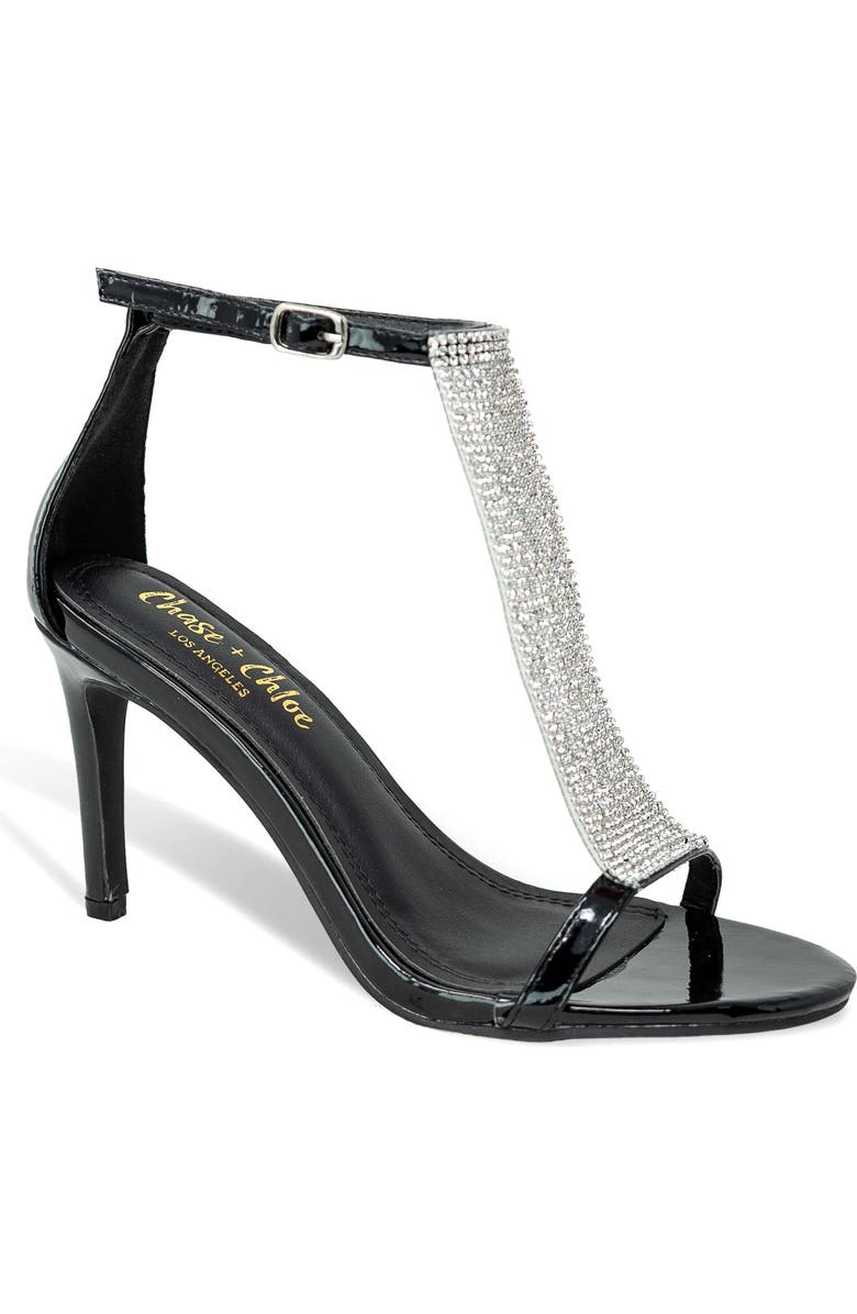 CHASE AND CHLOE Gigi Rhinestone T-Strap Sandal, Main, color,