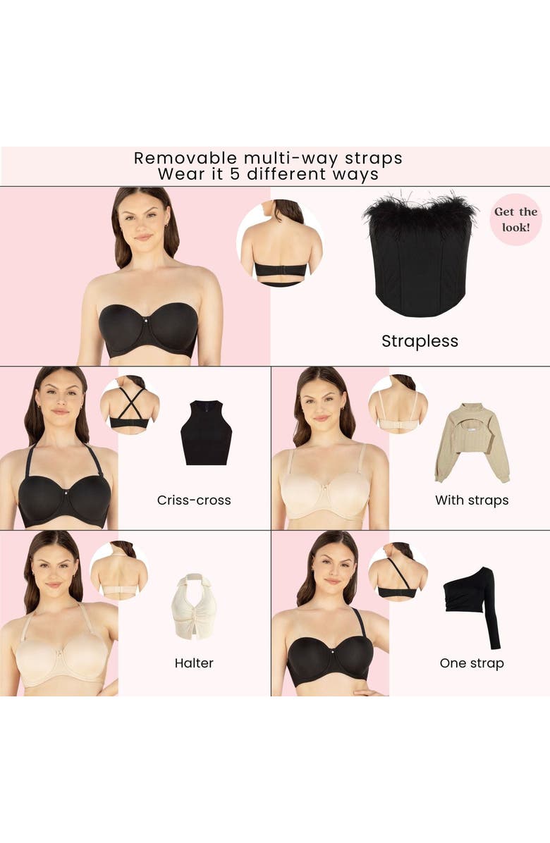 Parfait Elise Strapless Bra, Alternate, color, Black