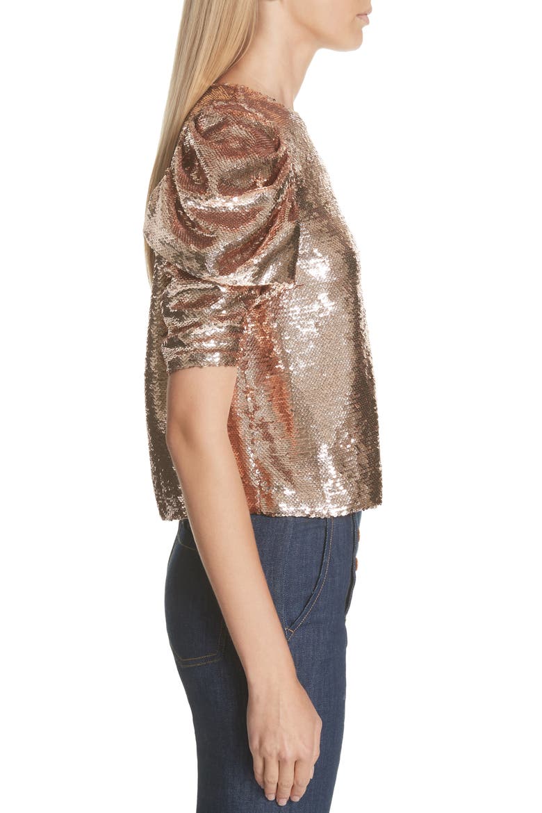 Raw Sequin Blouse, Alternate, color, ROSE GOLD