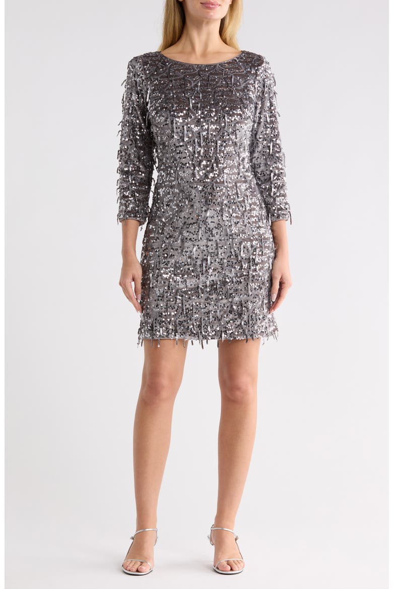 Sequined Boat Neck Shift Dress, Main, color, STL