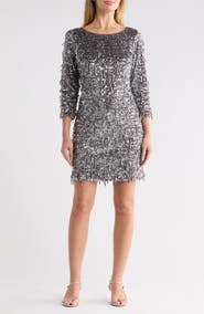 Eliza J Sequined Boat Neck Shift Dress
