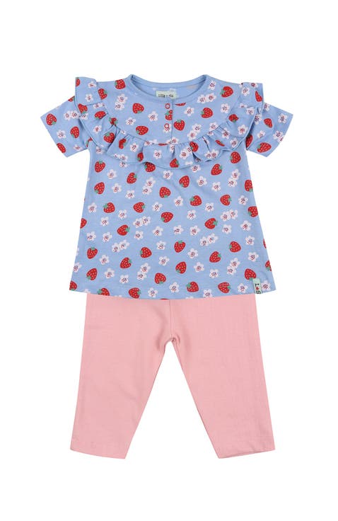 Organic Cotton Strawberry Print Top And Legging Set (Toddler)