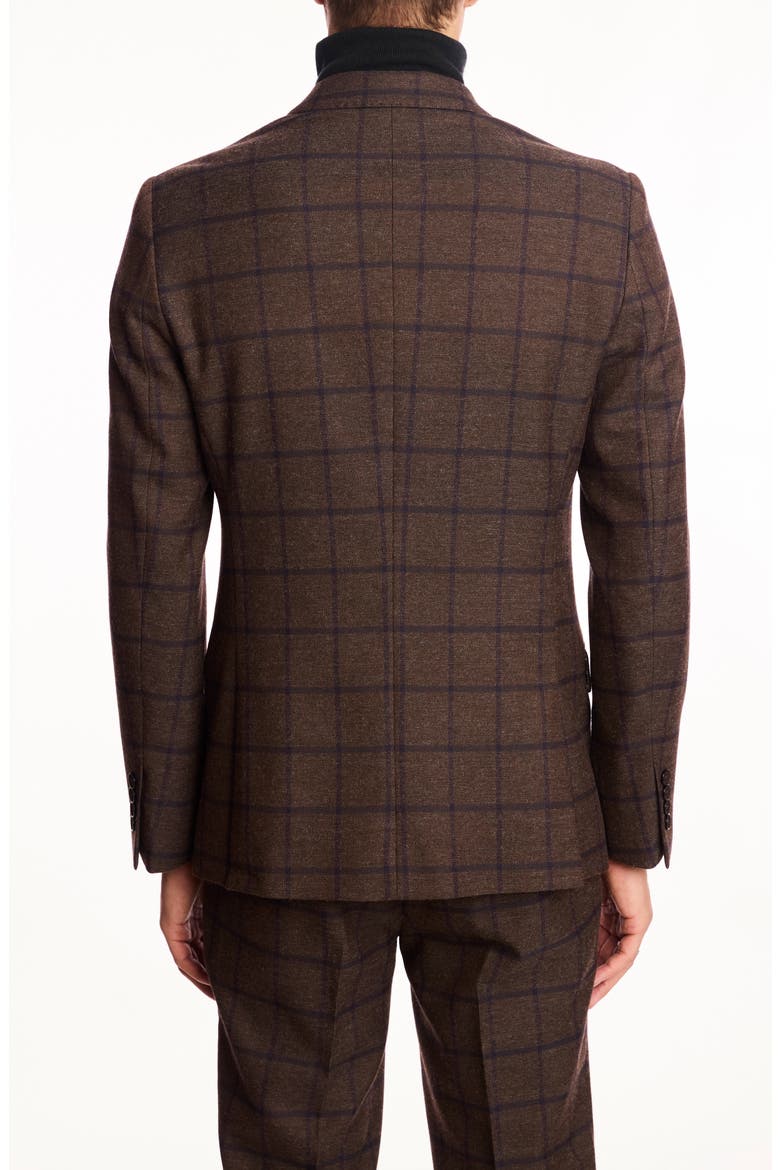 Ashton Slim Fit Brown Windowpane Blazer, Alternate, color, BROWN VIOLET WINDOWPANE