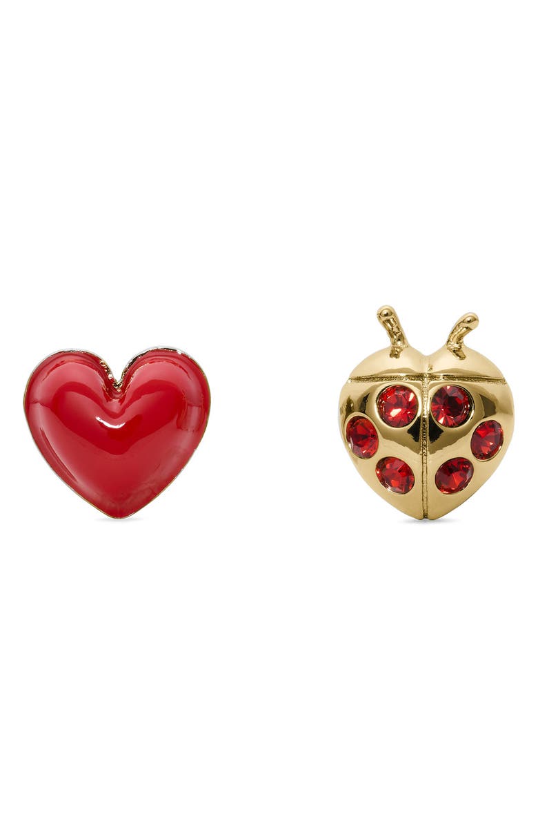 Kate Spade New York mismatched stud sarrings, Main, color, Red Multi