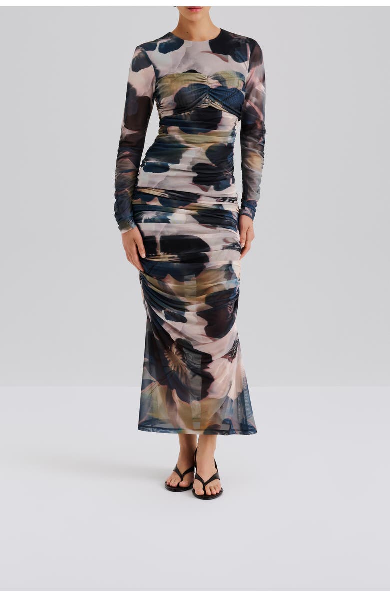 Malina Elionora Sheer Jersey Midi Dress, Alternate, color, Dusty Poppy