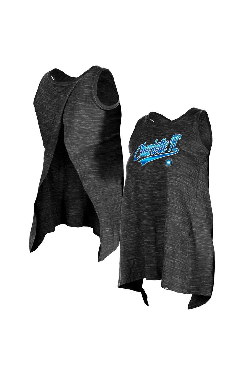 5TH AND OCEAN BY NEW ERA Women's 5th & Ocean by New Era Black Charlotte FC Athletic Cross Back Tank Top, Main, color, Black