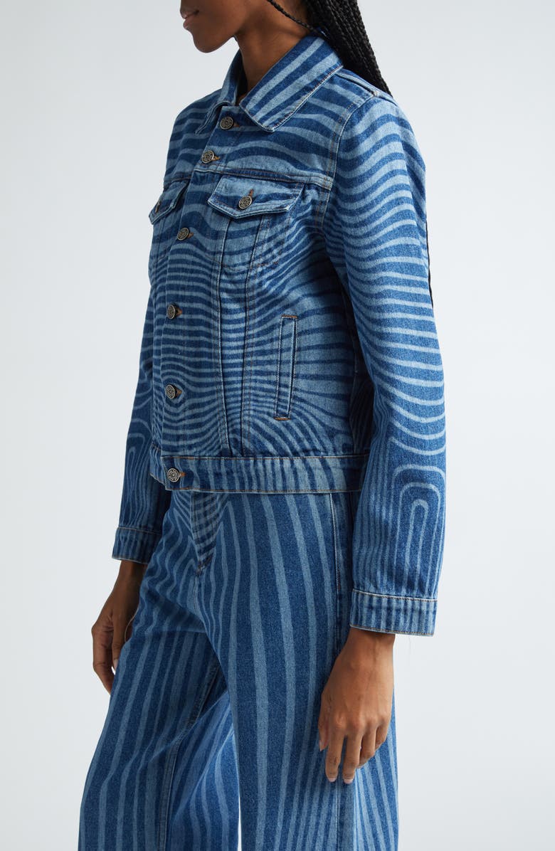 Jean Paul Gaultier Body Morph Trompe l'Oeil Denim Trucker Jacket, Alternate, color, 