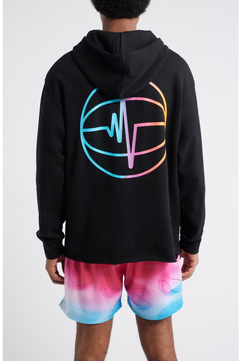 Elite RWE Oversize Raw Edge Tie Dye Logo Hoodie, Alternate, color, BLACK