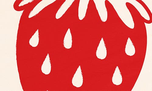 Deny Designs Strawberry Wood Cutting Board In Cream