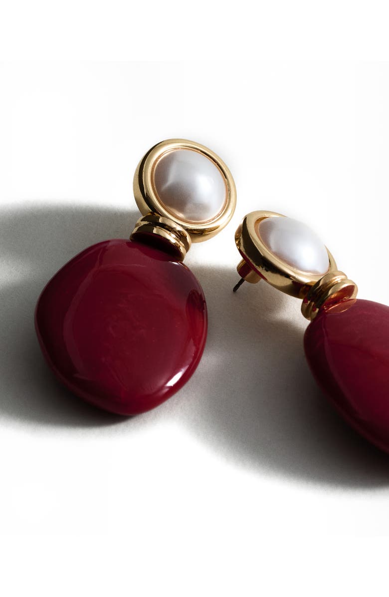 MANGO Faux Pearl Drop Earrings, Alternate, color,