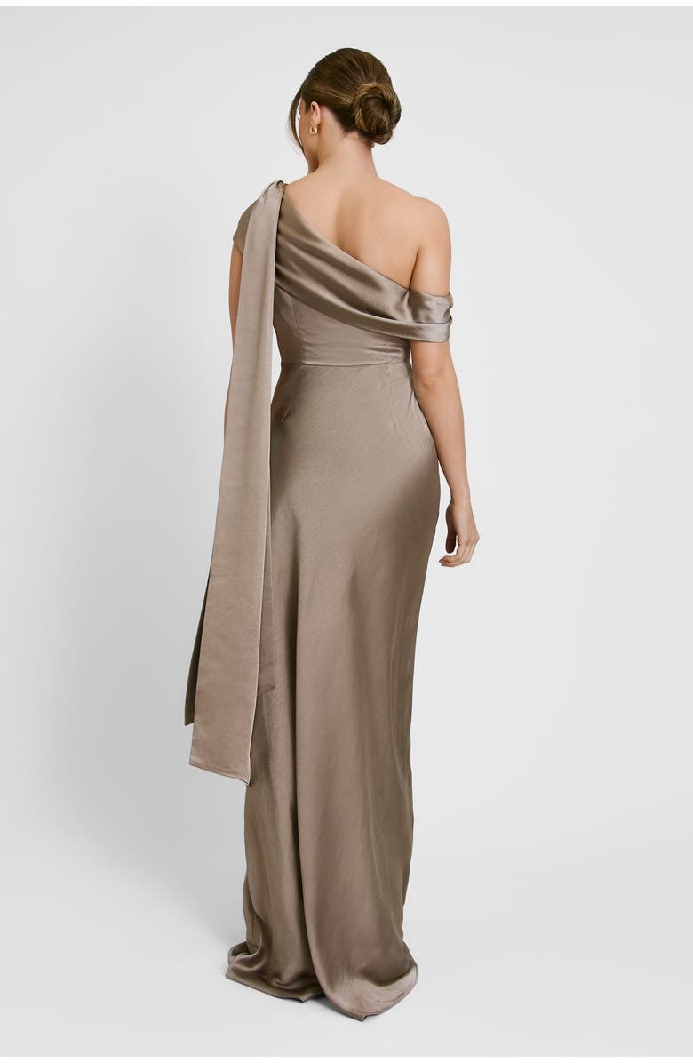 Six Stories Drape One Shoulder Bridesmaid Dress, Alternate, color, Truffle