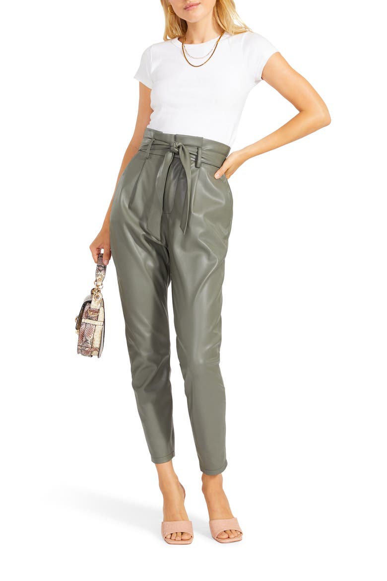 BB Dakota Skin in the Game Faux Leather Pants, Alternate, color, SURPLUS GREEN