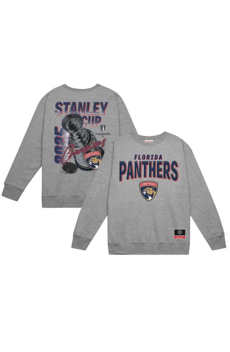 Mitchell & Ness Men's Mitchell & Ness Heather Gray Florida Panthers 2025 Stanley Cup Champions Pullover Sweatshirt, Alternate, color, 
