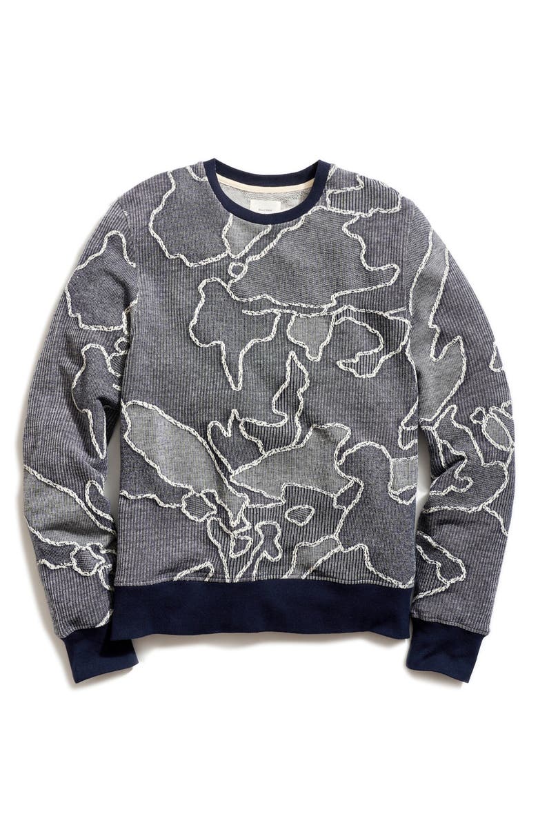 Billy Reid Camellia Patchwork Sweatshirt, Main, color, Navy Multi