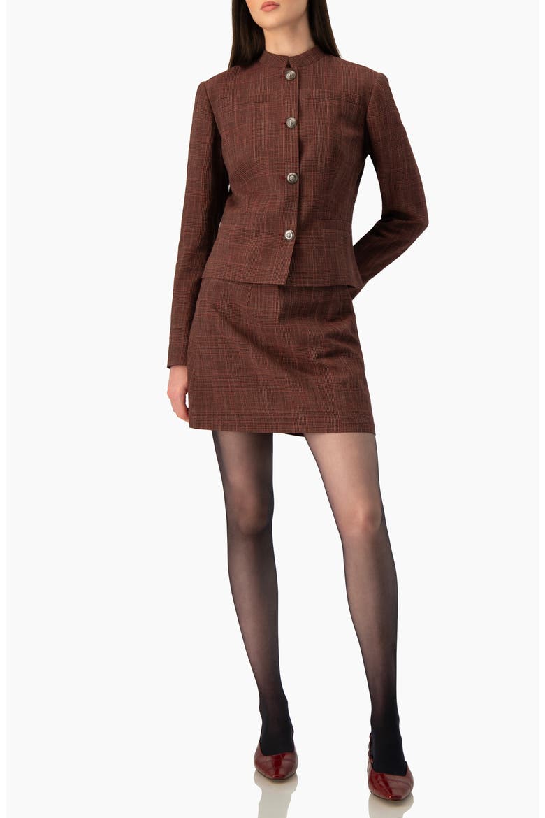 A-line Mini Skirt In Textured Check, Alternate, color, Wine