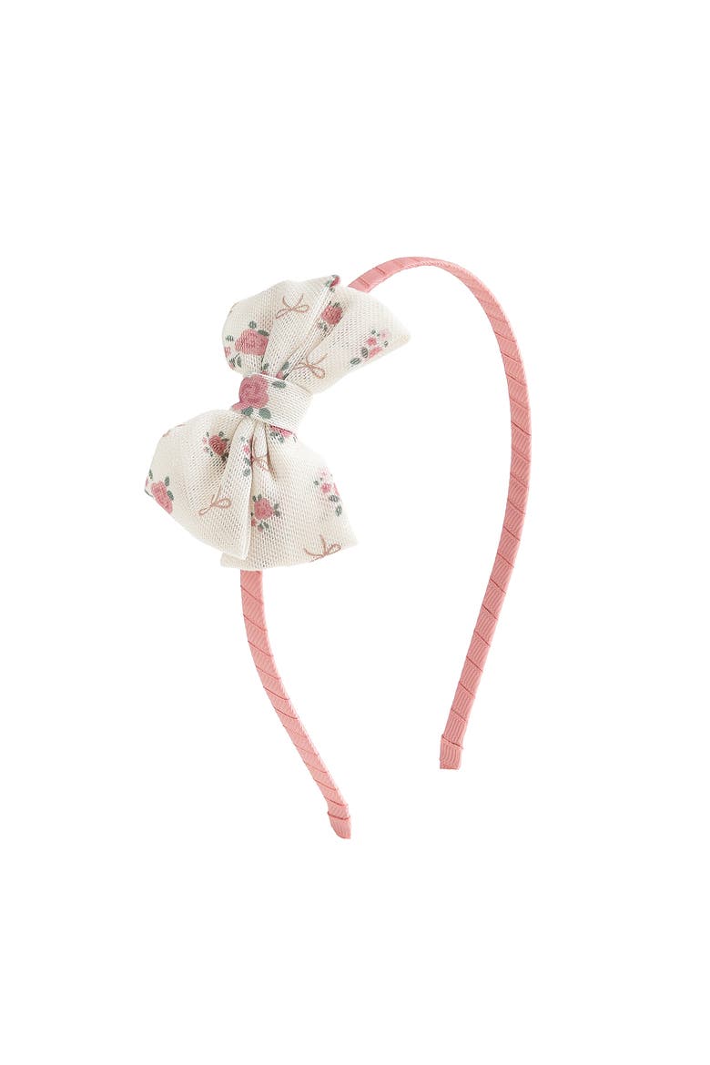 Rose Tulle Bow Headband, Main, color, Ivory
