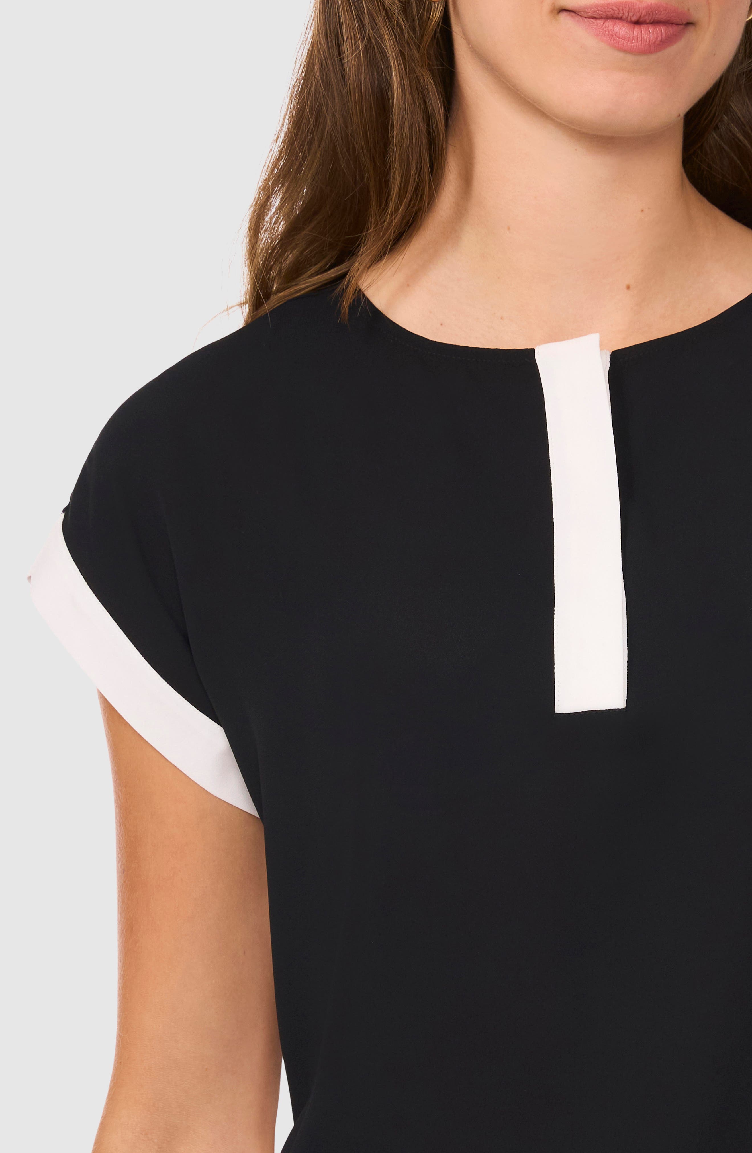 Halogen® Contrast Trim Cap Sleeve Shell (Women) | Nordstromrack