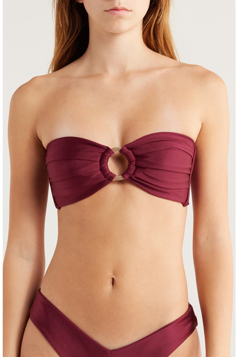 Strapless O-Ring Bikini Top, Main, color, SANGRIA