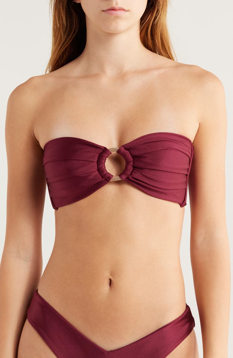 Kulani Kinis Strapless O-Ring Bikini Top, Main, color, Sangria