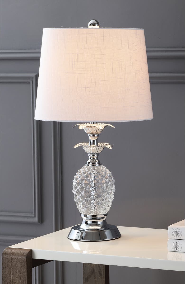 JONATHAN Y Jane 24" Glass LED Table Lamp, Clear/Chrome, Alternate, color, Clear/Chrome