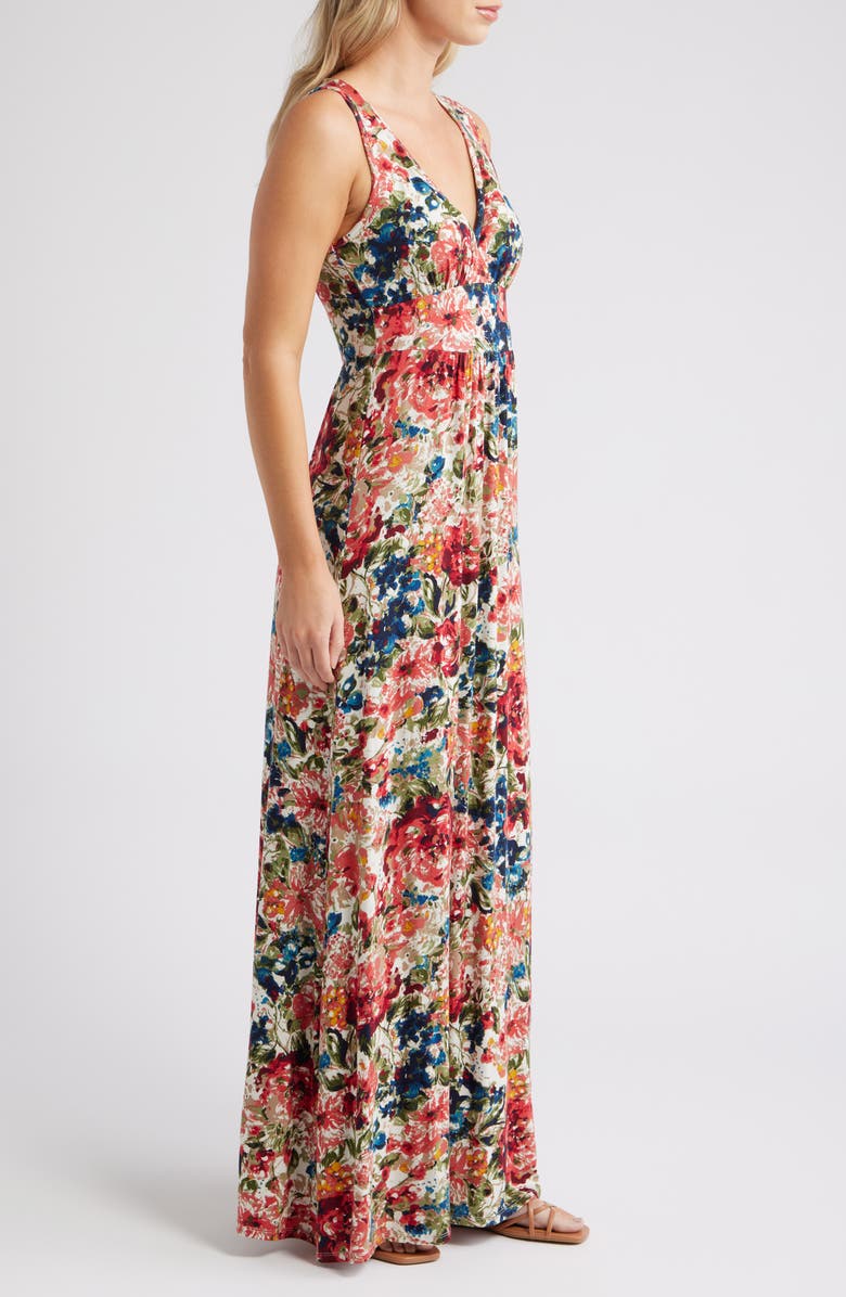 Loveappella Empire Waist Jersey Maxi Dress, Alternate, color, Red Multi