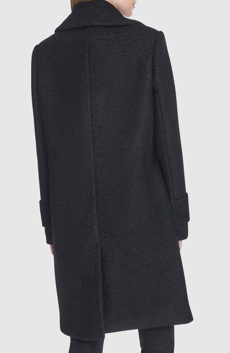 Andrew Marc Regine Pressed Bouclé Wool Blend Coat, Alternate, color, Black