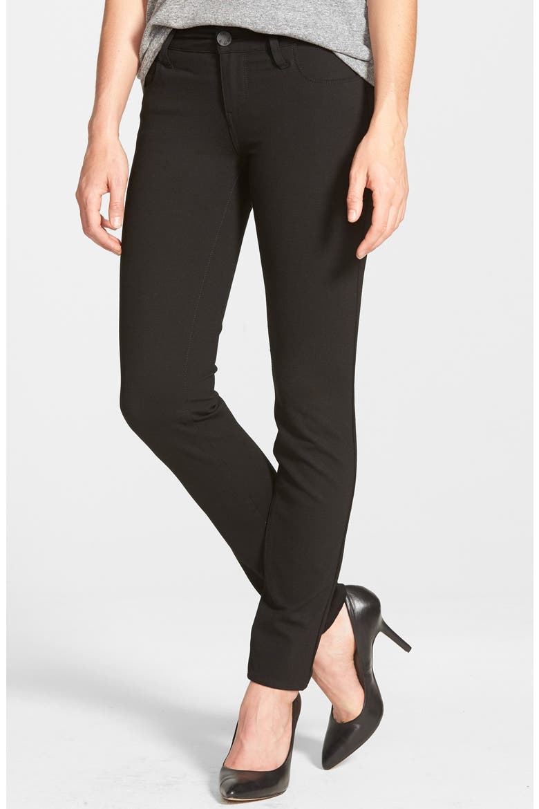 'Mia' Stretch Knit Five-Pocket Skinny Pants, Main, color, BLACK JM