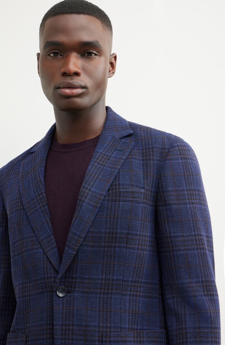 Nordstrom Villa Plaid Knit Wool Blend Sport Coat, Alternate, color, Navy Villa Plaid