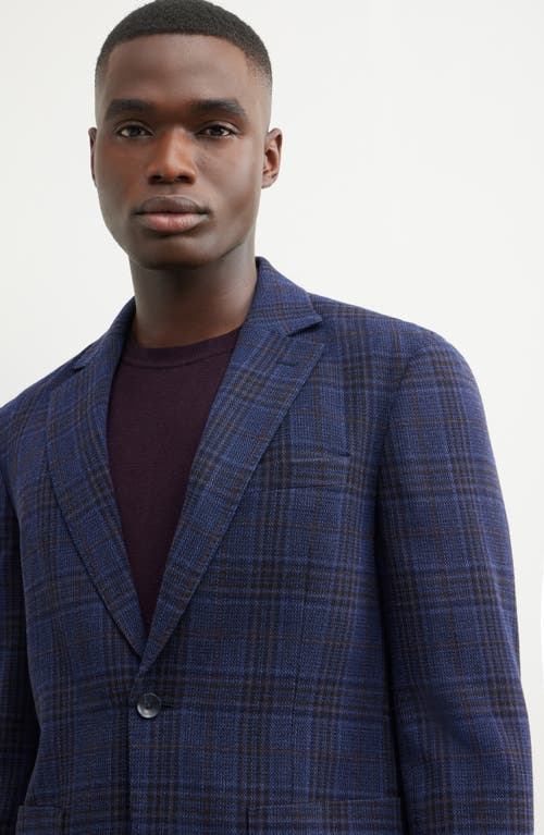 Nordstrom Villa Plaid Knit Wool Blend Sport Coat In Blue