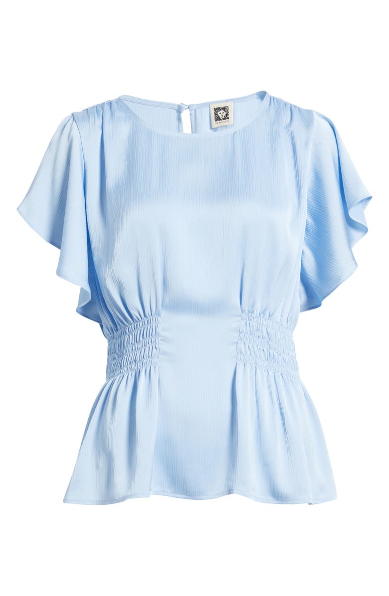 Anne Klein Flutter Sleeve Smock Waist Top, Alternate, color, 
