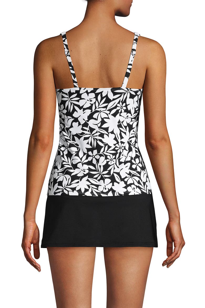 D-Cup Square Neck Underwire Tankini Swimsuit Top, Alternate, color, Black Havana Floral